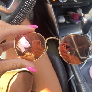 ray bans - round flash lenses